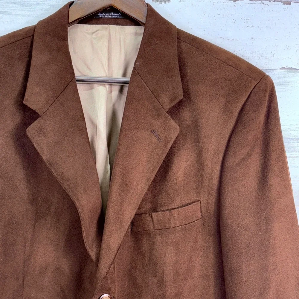 Chaps Ralph Lauren Brown Suede Microfiber Blazer Jacket Sport Coat Mens Size 42T